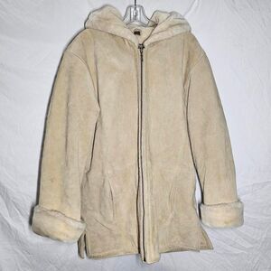 st johns bay vintage y2k suede cream hooded jacket